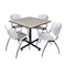 Kobe Kobe Square Table & Chair Set, Wood, Metal, Plastic Top, Maple TKB4242PL47GY - alternate 1
